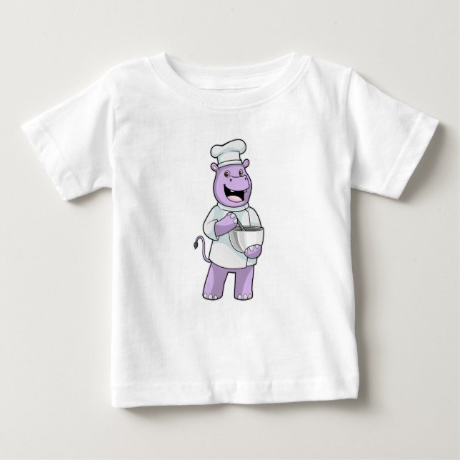 Hippo as Chef with Bowl Baby T-Shirt (Front)