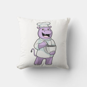Hippo as Chef with Bowl Cushion