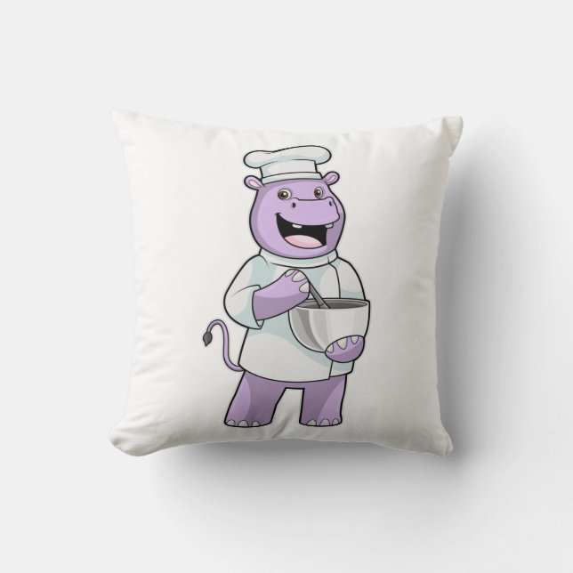 Hippo as Chef with Bowl Cushion (Front)