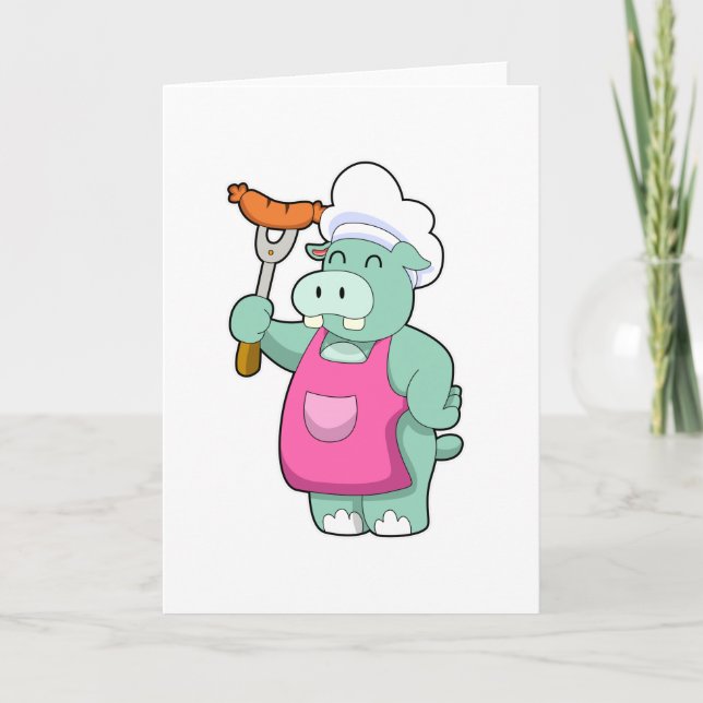 Hippo as Cook with Sausage Card (Front)