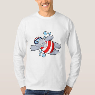 Hippo as Diver with Swimming goggles T-Shirt