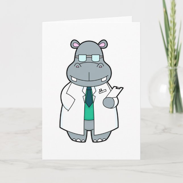 Hippo as Doctor with Smock Card (Front)