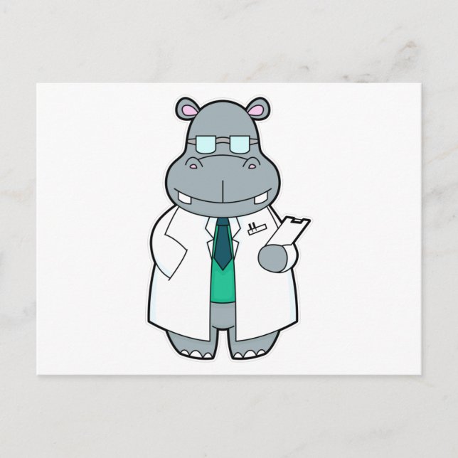 Hippo as Doctor with Smock Postcard (Front)
