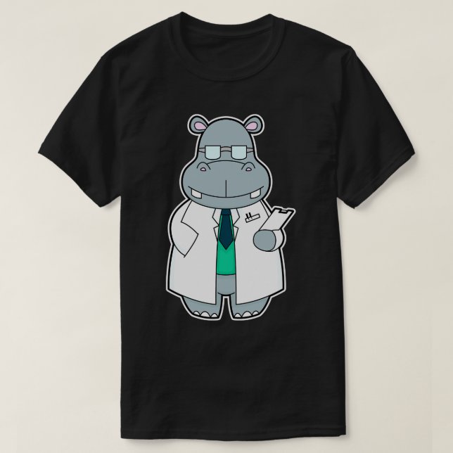 Hippo as Doctor with Smock T-Shirt (Design Front)