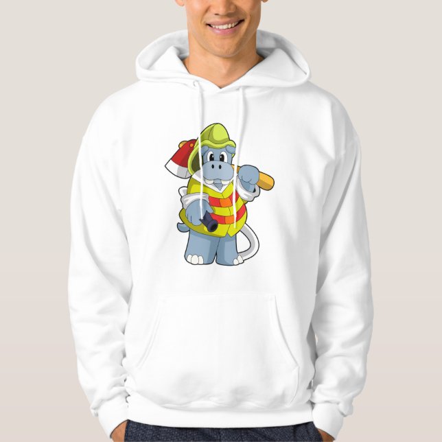 Hippo as Firefighter with Ax Hoodie (Front)