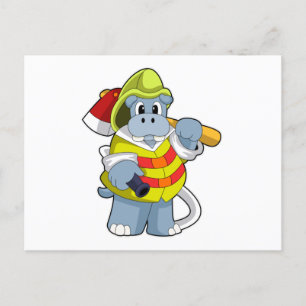 Hippo as Firefighter with Axe Postcard
