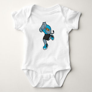 Hippo as Football player with Football Baby Bodysuit