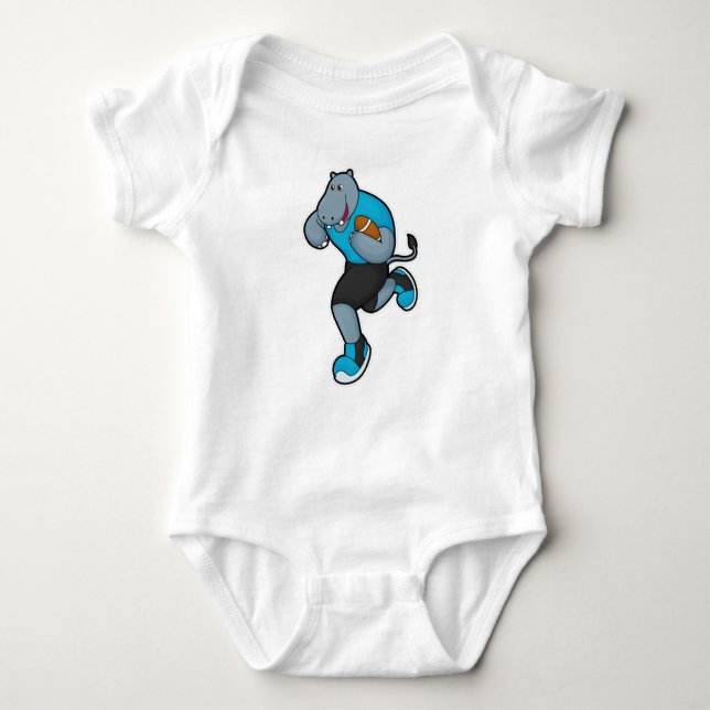 Hippo as Football player with Football Baby Bodysuit (Front)