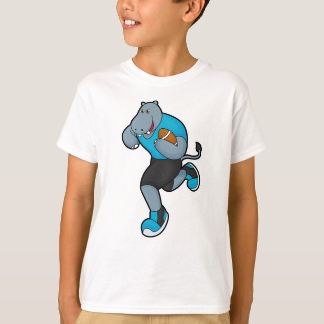 Hippo as Football player with Football T-Shirt (Front)