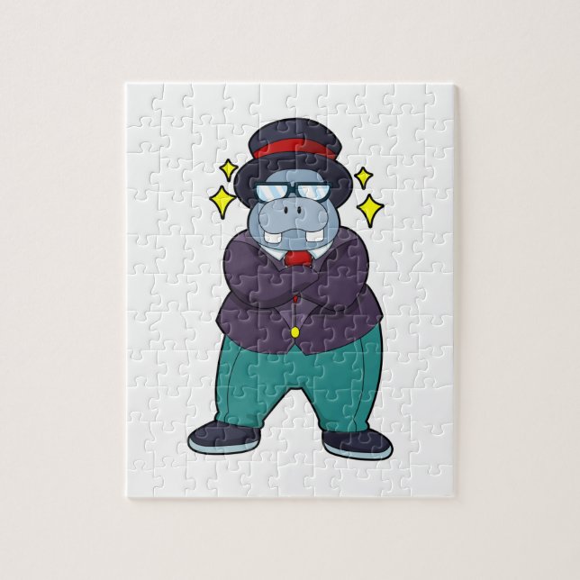 Hippo as Groom with Suit.PNG Jigsaw Puzzle (Vertical)