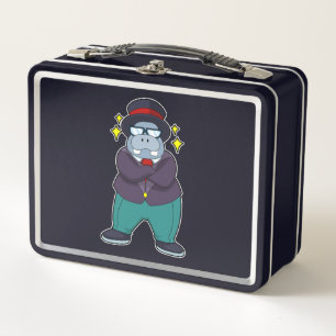 Hippo as Groom with Suit.PNG Metal Lunch Box