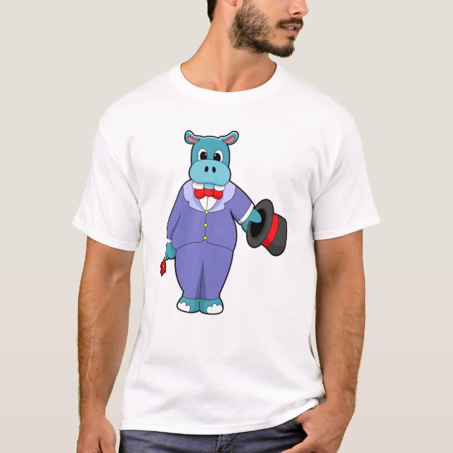 Hippo as Groom with Suit & Rose T-Shirt (Front)
