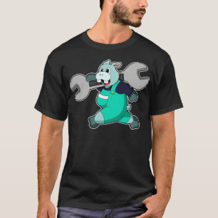 Hippo as Mechanic with Wrench T-Shirt