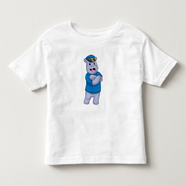 Hippo as Police officer with Police hat Toddler T-Shirt (Front)