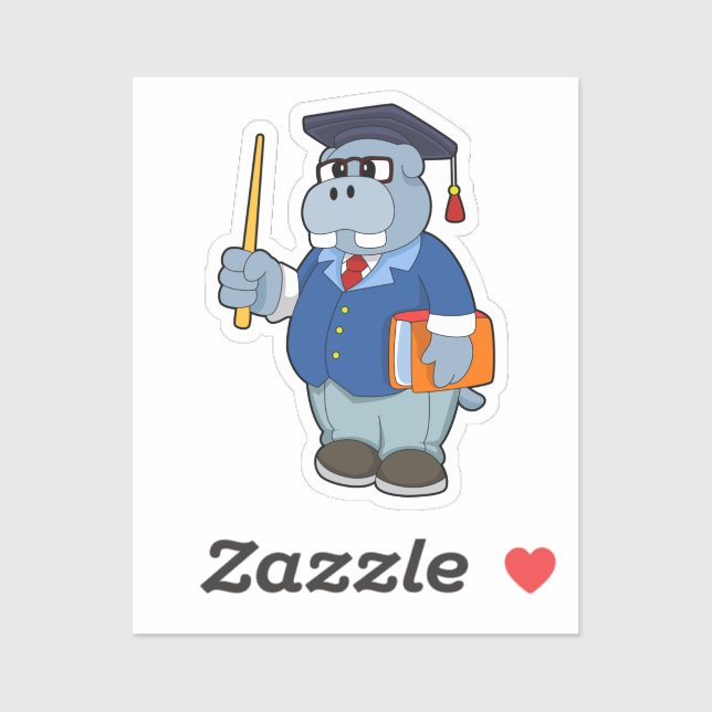 Hippo as Professor with Book (Sheet)