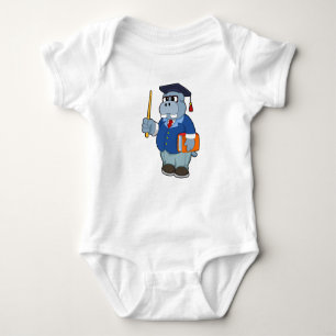 Hippo as Professor with Book Baby Bodysuit