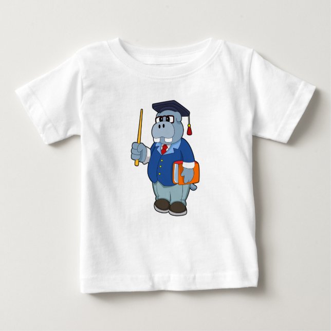 Hippo as Professor with Book Baby T-Shirt (Front)