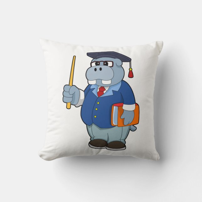 Hippo as Professor with Book Cushion (Front)