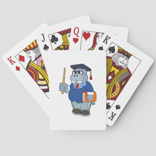 Hippo as Professor with Book Playing Cards (Back)