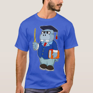 Hippo as Professor with Book T-Shirt