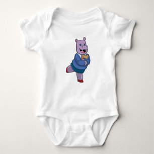 Hippo as Secretary with Notepad Baby Bodysuit