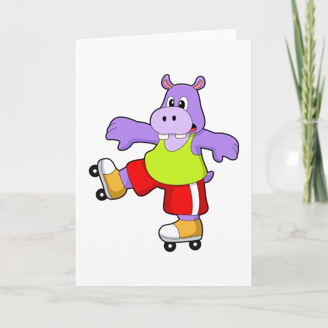 Hippo as Skater with Inline skates Card (Front)