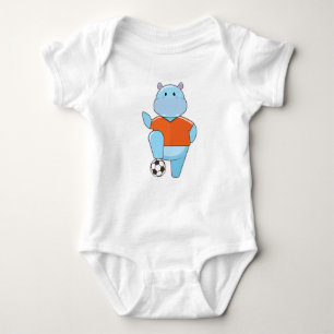 Hippo as Soccer player with Soccer ball Baby Bodysuit