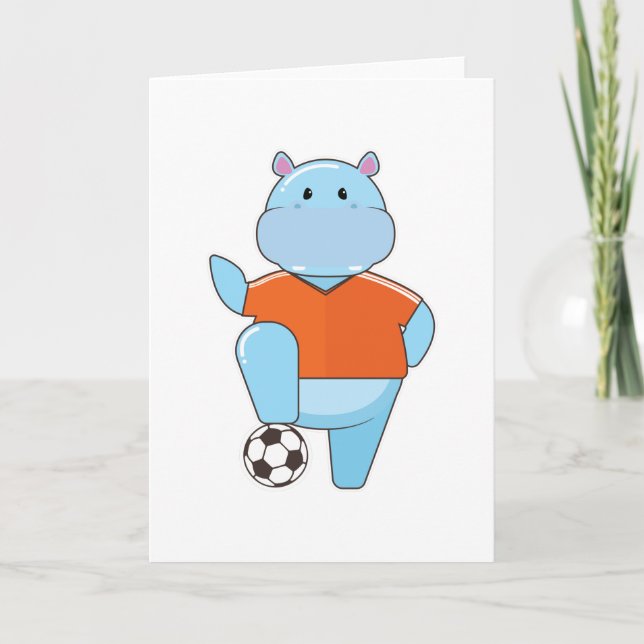 Hippo as Soccer player with Soccer ball Card (Front)