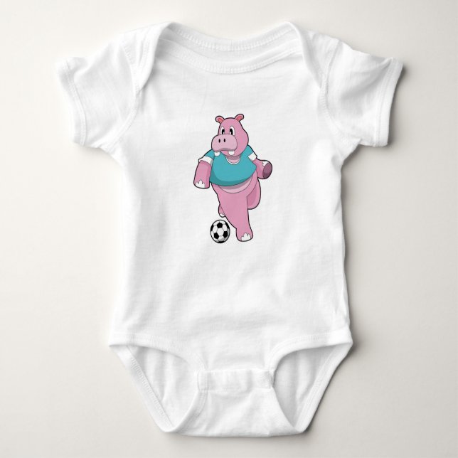 Hippo as Soccer player with Soccer.PNG Baby Bodysuit (Front)