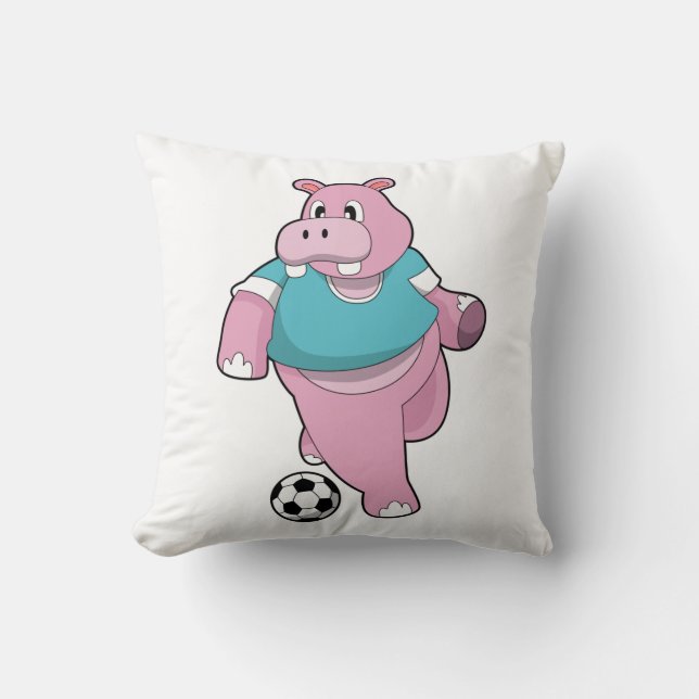 Hippo as Soccer player with Soccer.PNG Cushion (Front)