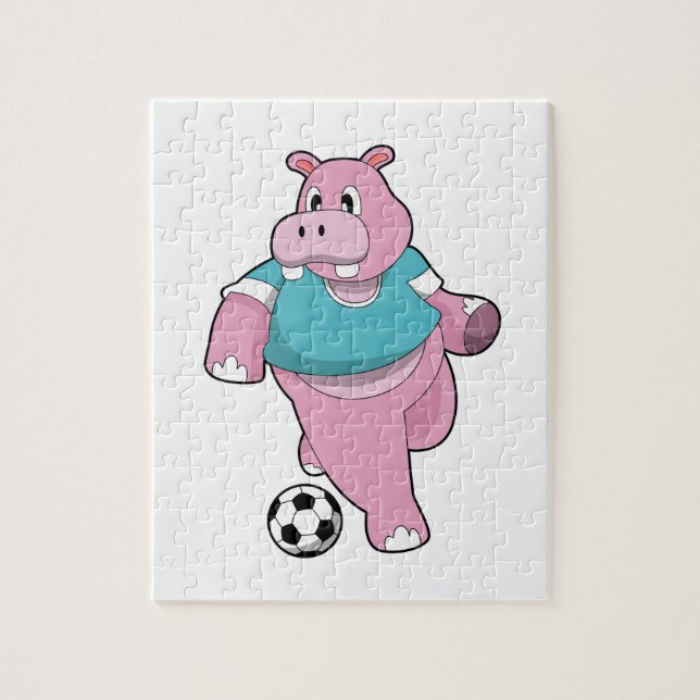 Hippo as Soccer player with Soccer.PNG Jigsaw Puzzle (Vertical)