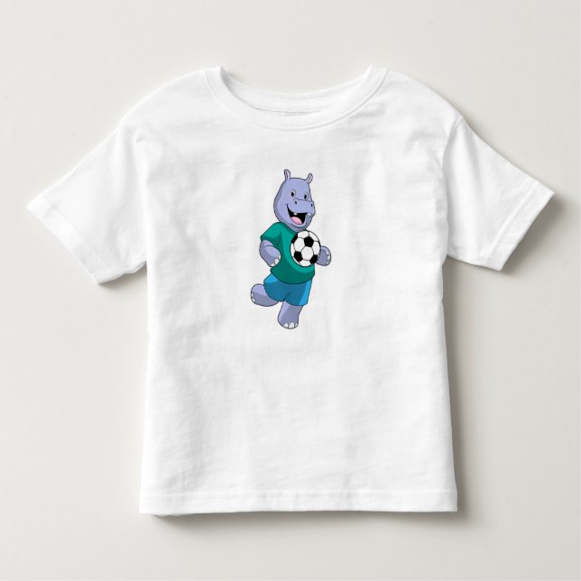 Hippo as Soccer player with Soccer Toddler T-Shirt (Front)