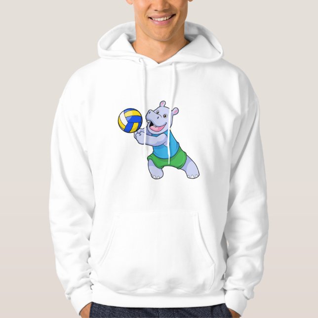 Hippo as Volleyball player with Volleyball Hoodie (Front)