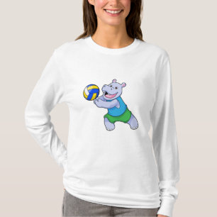 Hippo as Volleyball player with Volleyball T-Shirt