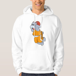 Hippo at Basketball Sports Hoodie