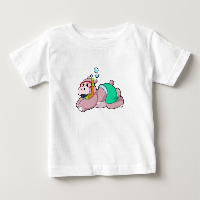 Hippo at Diving with Snorkel Baby T-Shirt (Front)