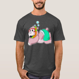 Hippo At Diving With Snorkel  T-Shirt