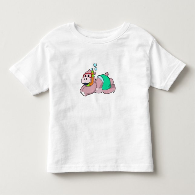 Hippo at Diving with Snorkel Toddler T-Shirt (Front)