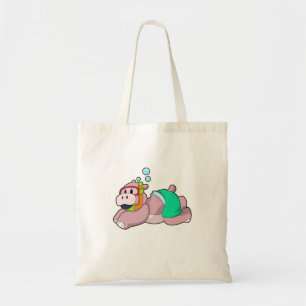 Hippo at Diving with Snorkel Tote Bag
