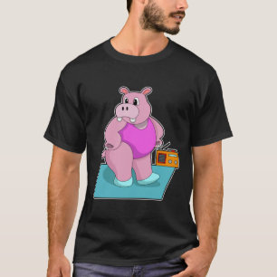 Hippo at Fitness with Radio.PNG T-Shirt