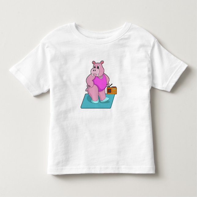 Hippo at Fitness with Radio.PNG Toddler T-Shirt (Front)