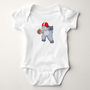 Hippo at Football Sports Baby Bodysuit