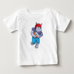 Hippo at Football Sports Baby T-Shirt