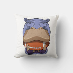 Hippo at Football Sports Cushion