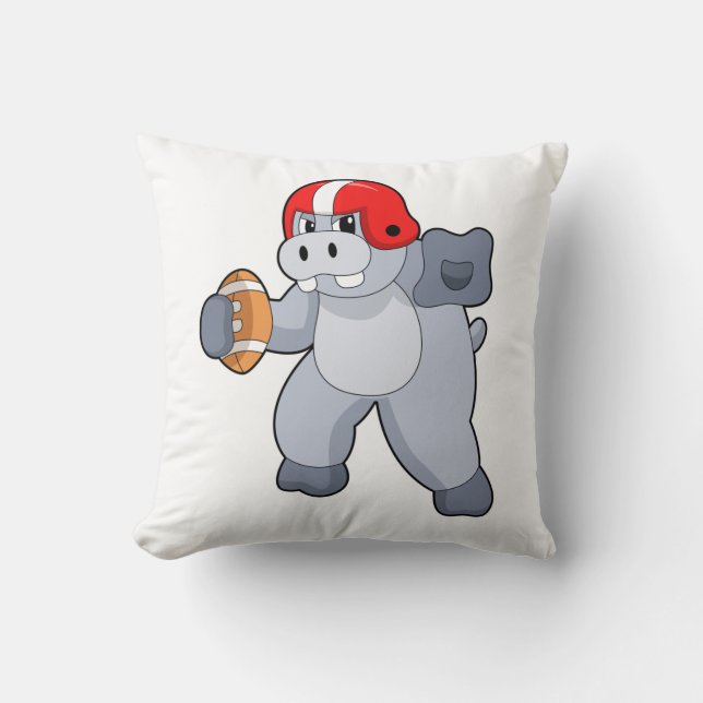 Hippo at Football Sports Cushion (Front)