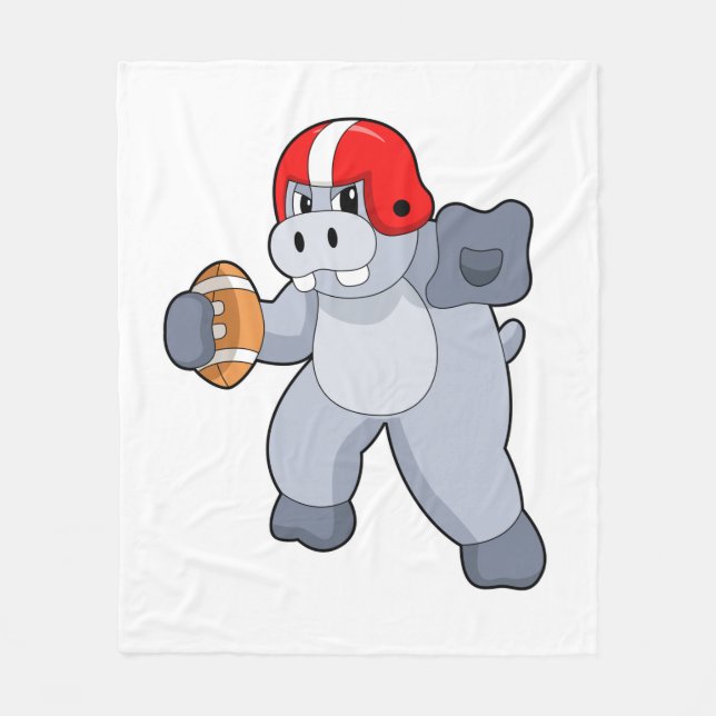 Hippo at Football Sports Fleece Blanket (Front)
