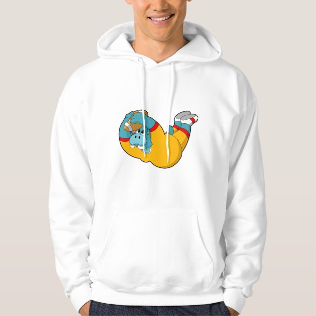 Hippo at Football Sports Hoodie (Front)