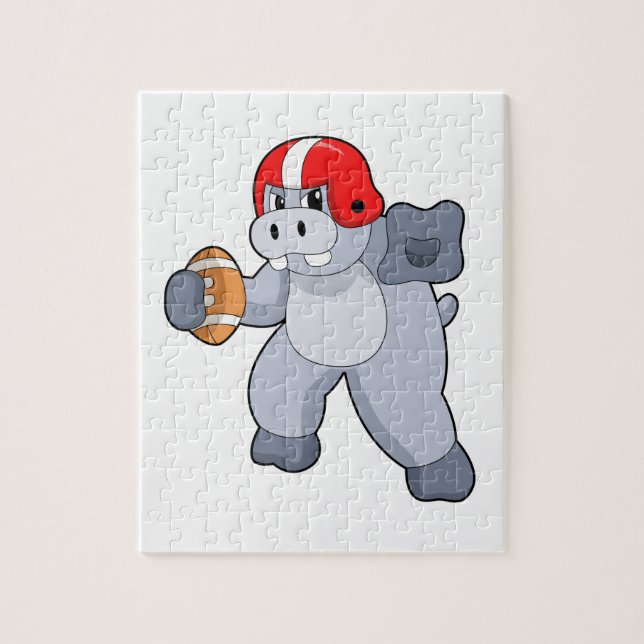 Hippo at Football Sports Jigsaw Puzzle (Vertical)