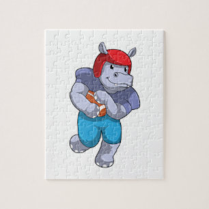 Hippo at Football Sports Jigsaw Puzzle