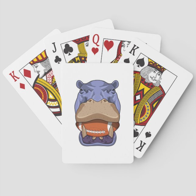 Hippo at Football Sports Playing Cards (Back)